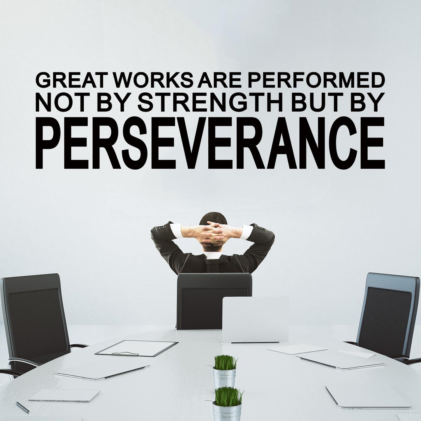 Motivational Quotes Wall Stickers for Office: Classroom Inspirational Positive Vinyl Art Wall Decals for School Bedroom - Great Works are Performed 25" X 7"