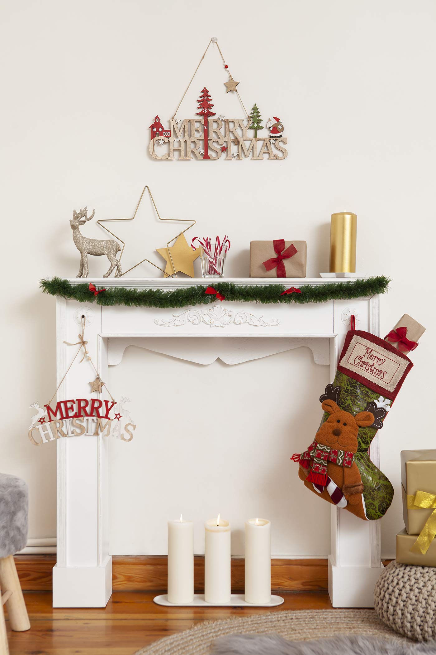 Wooden Merry Christmas Signs (16.5 Inch Santa)
