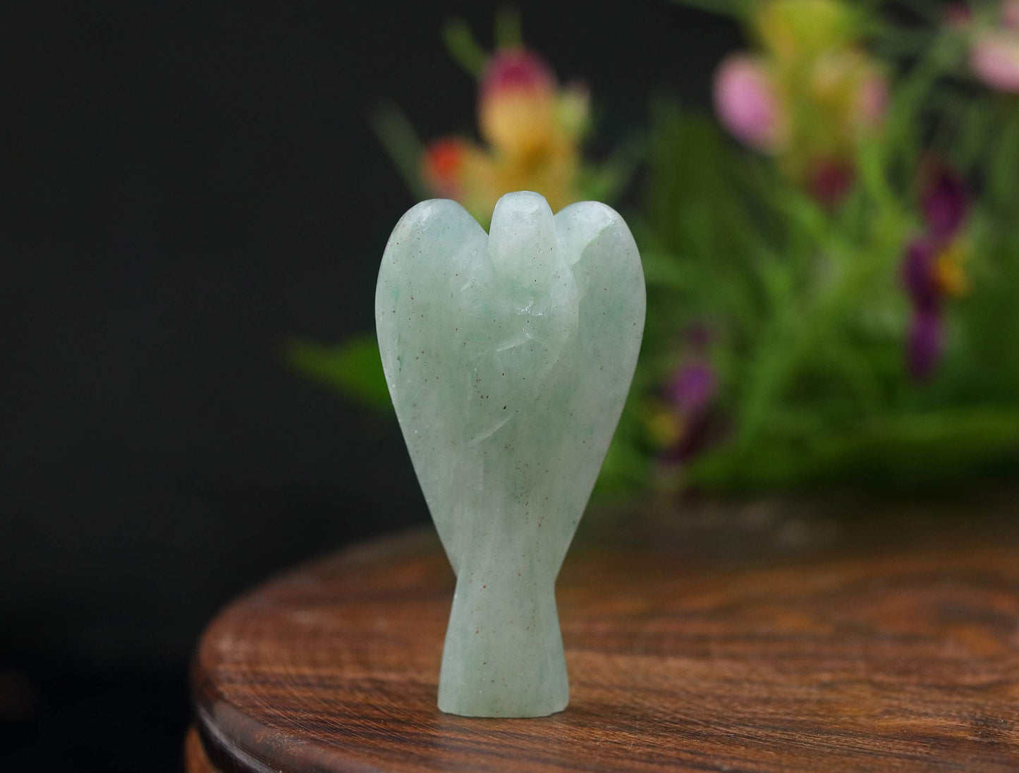 Crocon Green Jade Gemstone Guardian Angel Healing Figurine, Hand Carved Pocket Angel - Crystals for Positive Energy, Handmade Mini Statue for Love, Peace & Healing, Natural Gemstone Healing Figurine