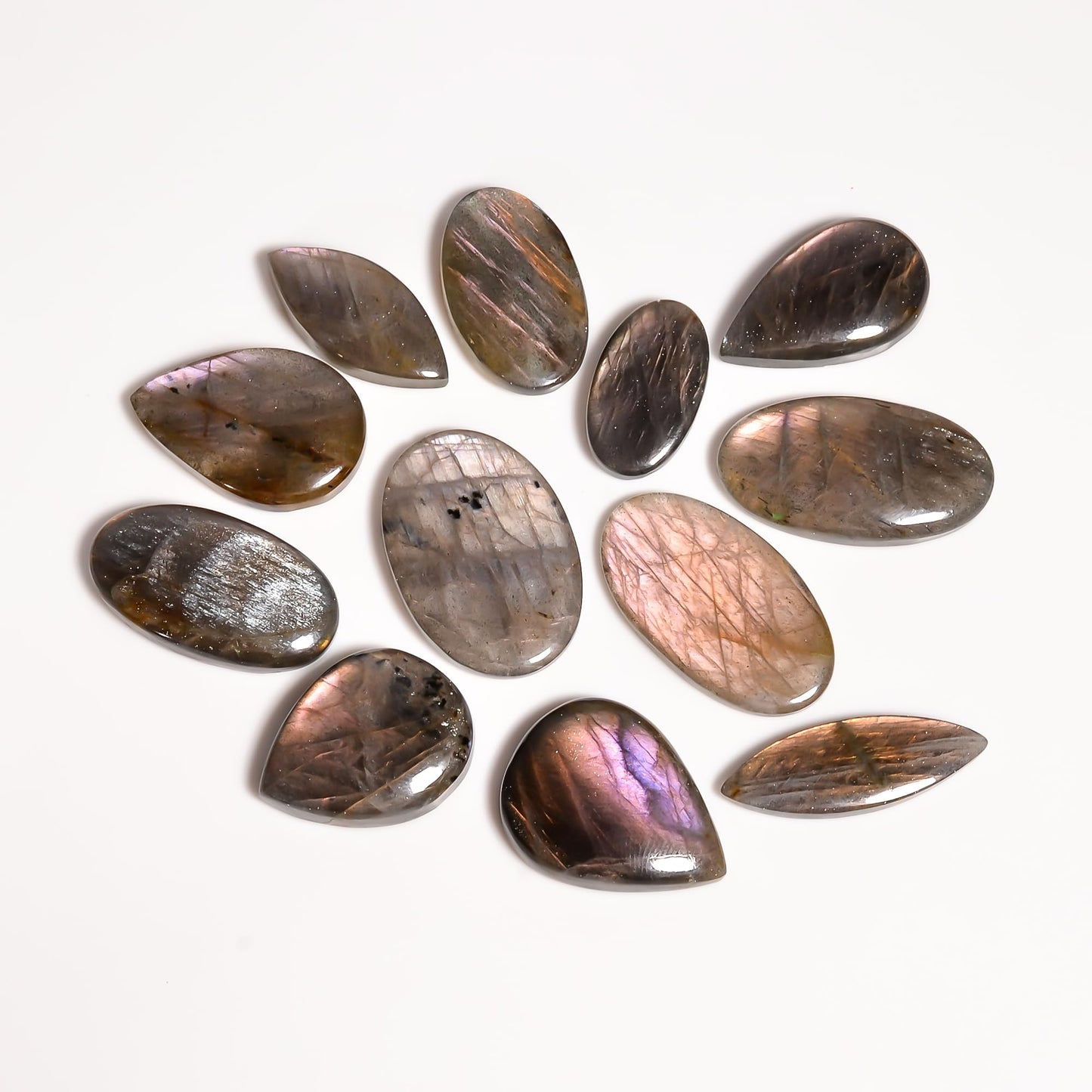Gemkora AAA+ 5pcs, (20-30mm) Big Purple Labradorite Mix Gemstones Cabochons, Jewelry Making Loose Stones, Polished Gems, DIY, Wire Wrapping, Healing Crystals, Bulk Gemstone Deal