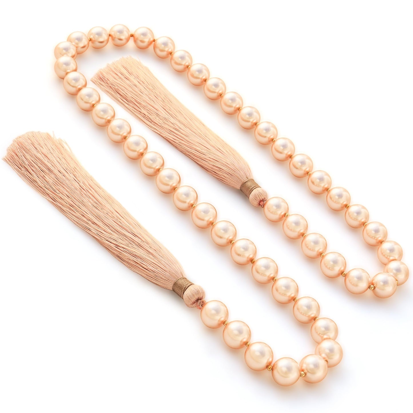 LUMITI Glass Pearl Garland Tassel, 35inch Farmhouse Table Decor Healing Beads Boho Wall Shelf Hanging Decoration (Rose Pink)
