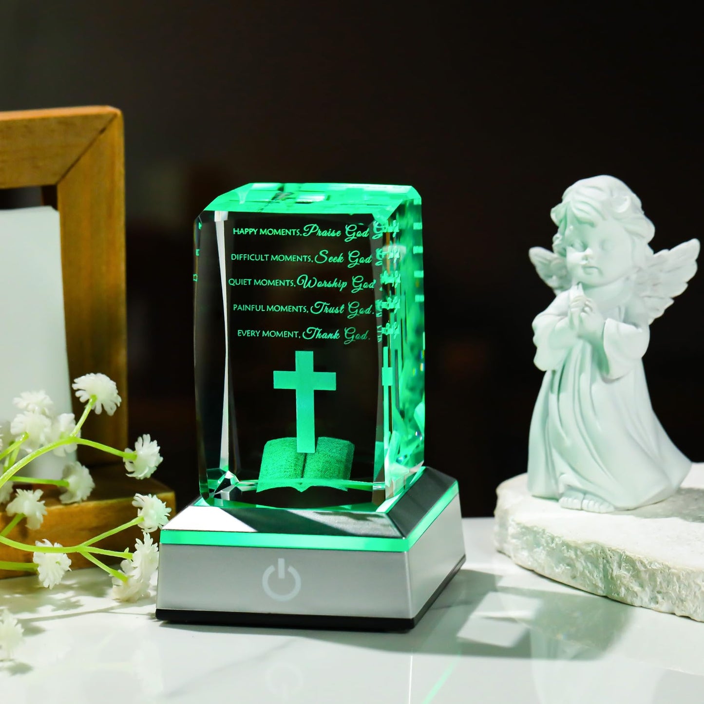 Movdyka 3D Crystal Christian Gifts for Women Men Faith, Inspirational Bible Verse Religious Gift Keepsake with Colorful LED Night Light, Get Well Spiritual Gifts Ideas for Birthday