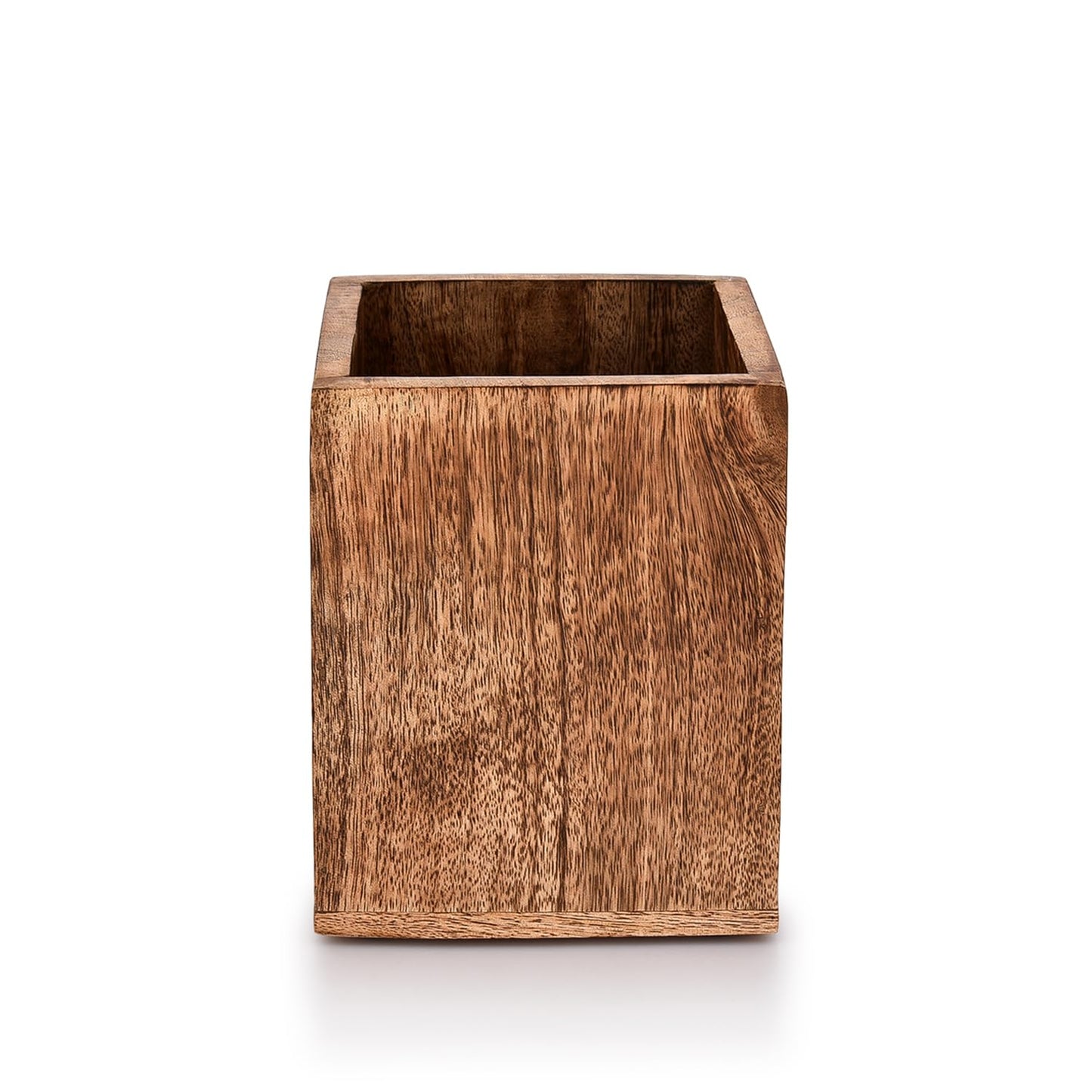 Samhita Mango Wood Burning Finished Kitchen Utensil Holder for Countertop, Utensil Holder Container for Kitchen Cooking Utensil. ( 5"x 5"x 6")