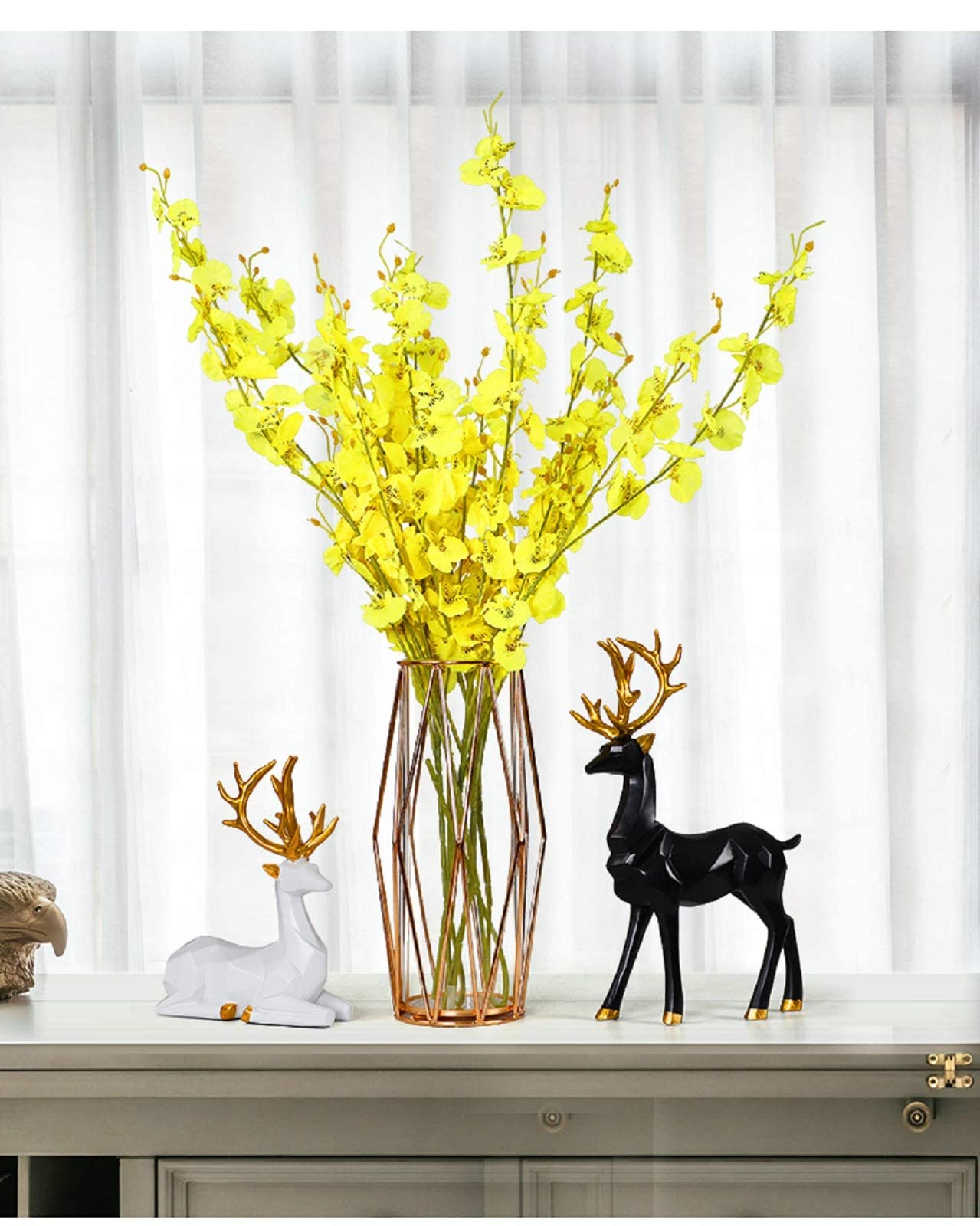BrichLife 2pcs 3D Geometric Elk Resin Statue, Seated and Standing Elegant Lucky Deer, Luxurious Simple Style Ideas, Suitable for Living Room, Wine Cabinet, Display Stand, Bedroom, Office Desktop