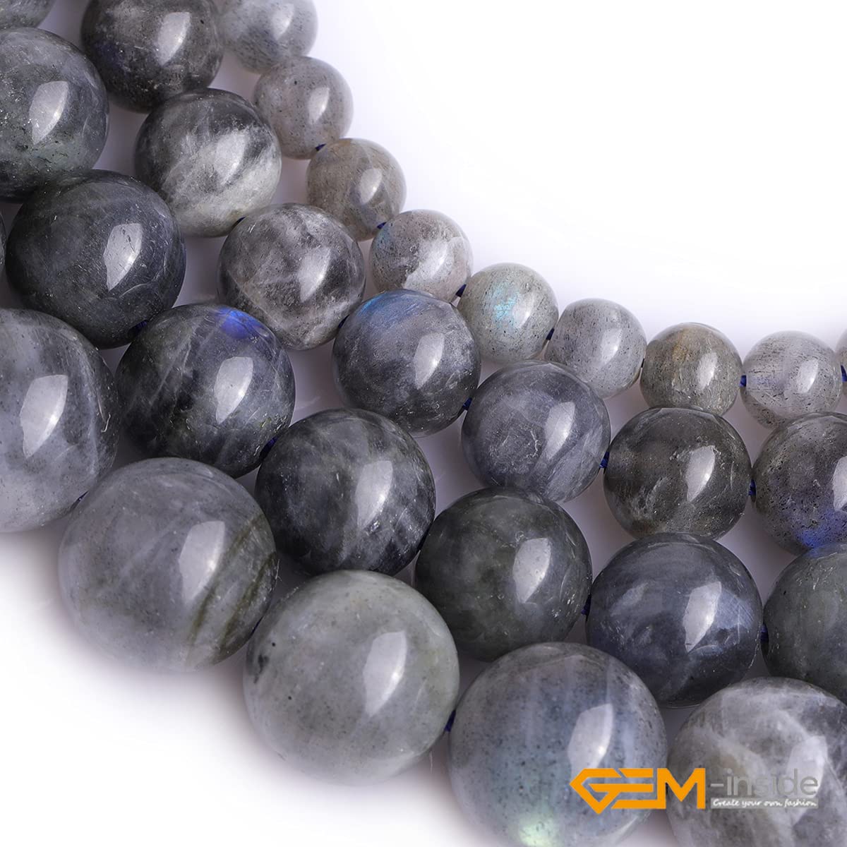 GEM-Inside Natural 8mm AA Grade Blue Rainbow Labradorite Gemstone Loose Beads Round Crystal Energy Stone Power for Jewelry Making 15''