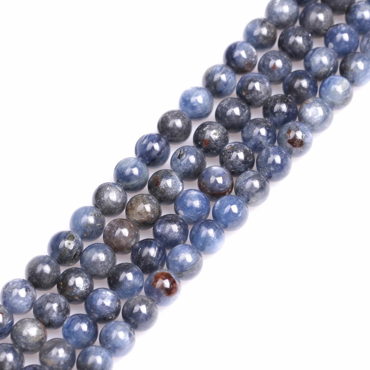 GEM-Inside Natural 8mm Blue Kyanite Gemstone Round Smooth Loose Beads Crystal Energy Stone Power for Jewelry Making 15"