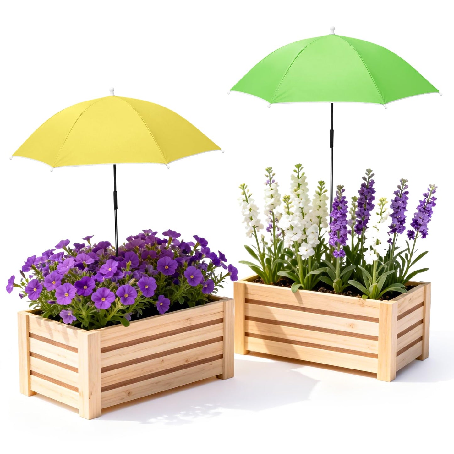Tryly Plant Umbrellas for Outdoor Plants, Garden Umbrella Shade for Potted Plants and Garden Beds, Provide Shade to ‌Defend Plants From Blazing Sun (1Green 1Yellow)