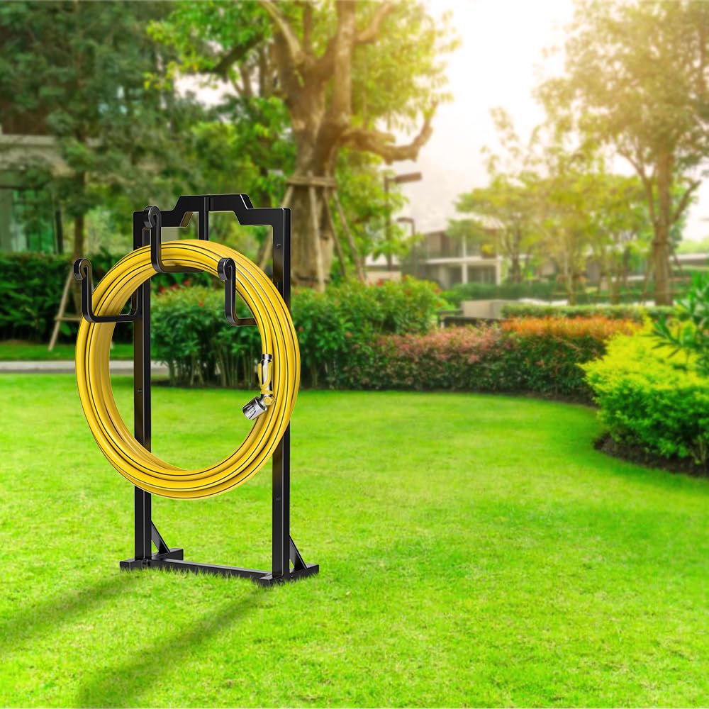 Skycarper Garden Hose Reel Holder Water Hose Hanger Organizer Stand,Black