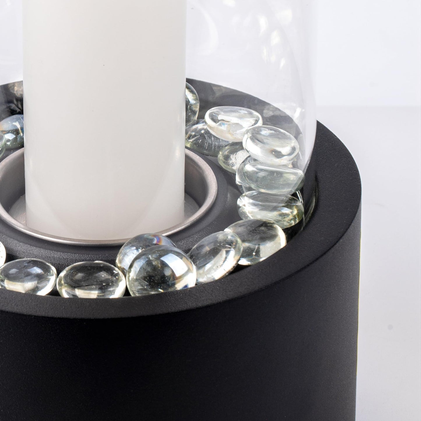Rixordd Black Hurricane Candle Holder with Round Metal Tray – Clear Glass Cylinder Pillar Candle Holder Lantern, Decorative Table Centerpiece for Home Decor, Wedding, Christmas