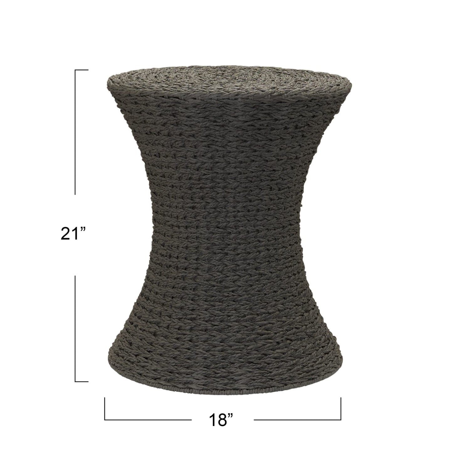 Household Essentials Handwoven Paper Rope Stool with Hourglass Shape, Gray
