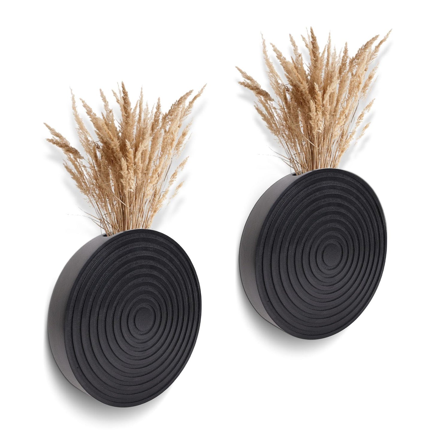 Set of 2 Wall Planter for Indoor Plants, Boho Wall Decor for Living Room, Bathroom,Hanging Planter for Artificial Flower Plants(Black)