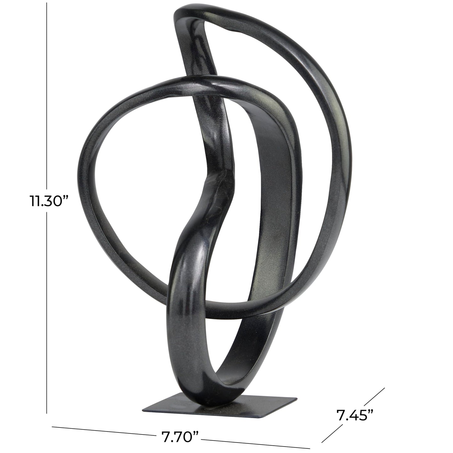 Deco 79 Aluminum Metal Abstract Decorative Sculpture Home Decor Statue, Accent Figurine 8" x 7" x 11", Dark Gray