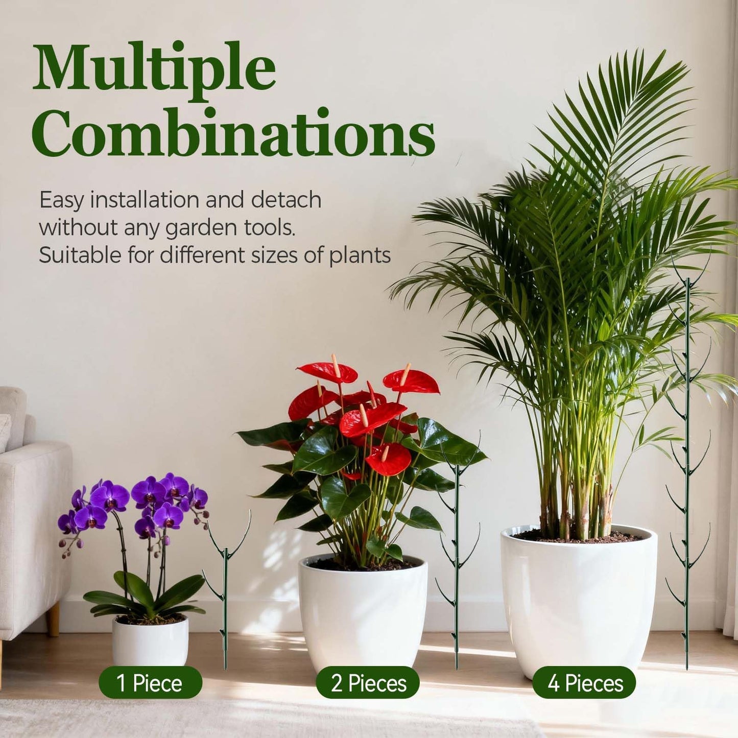 10 Pack Stackable Monstera Plant Support Stakes, Durable Climbing Plant Support Structures for Indoor Outdoor Potted Plants, Garden Stakes for Pothos, Philodendron & Vine Plants