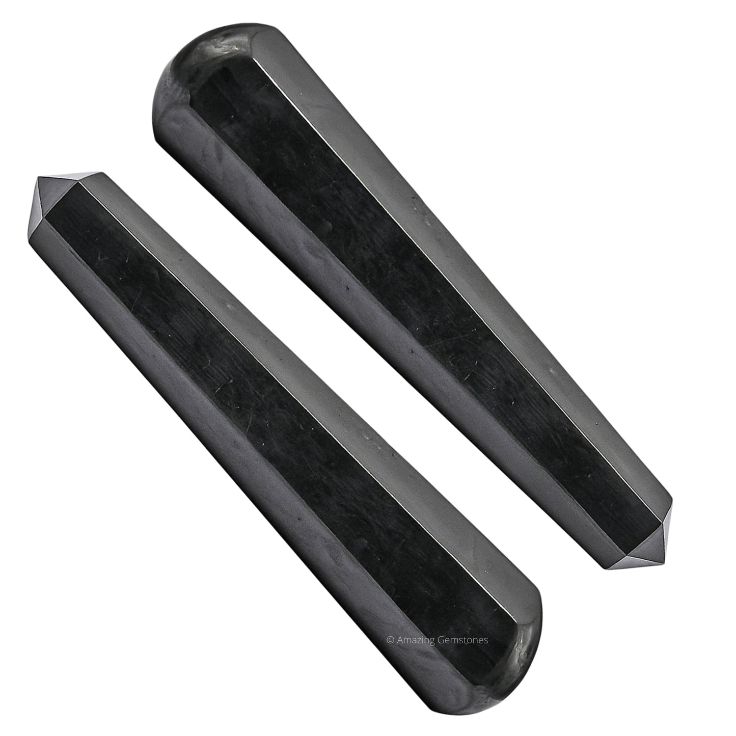 Amazing Gemstone Shungite Crystal Wand Massage Stick - Pelvic Wand Gua Sha for Adults - Crystals and Healing Stones Massage Wands for Adults Gifts (Pointed)