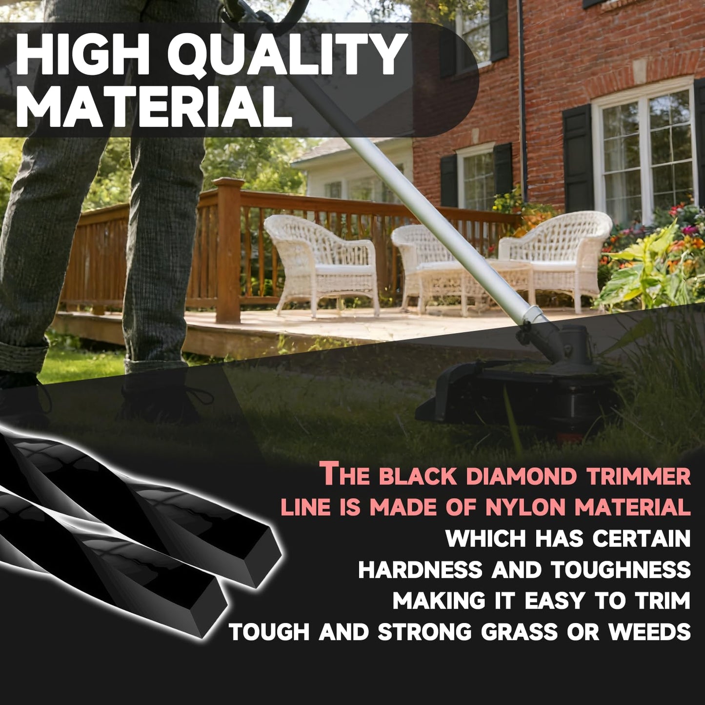 GBAuto 885ft 0.095" for Black Diamond Trimmer Line Cutting String Replacement, for Echo Trimmer Line 330095073