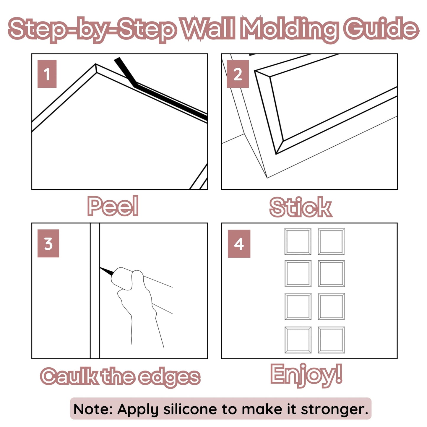 Peel and Stick Wall Moulding Panel Kit | Paintable Wainscoting Panels for Wall | Picture Frame Wall Trim Molding | DIY Accent Wall | 8 Frame Set (15.74"x15.74") | Timeless Detail Made Effortless