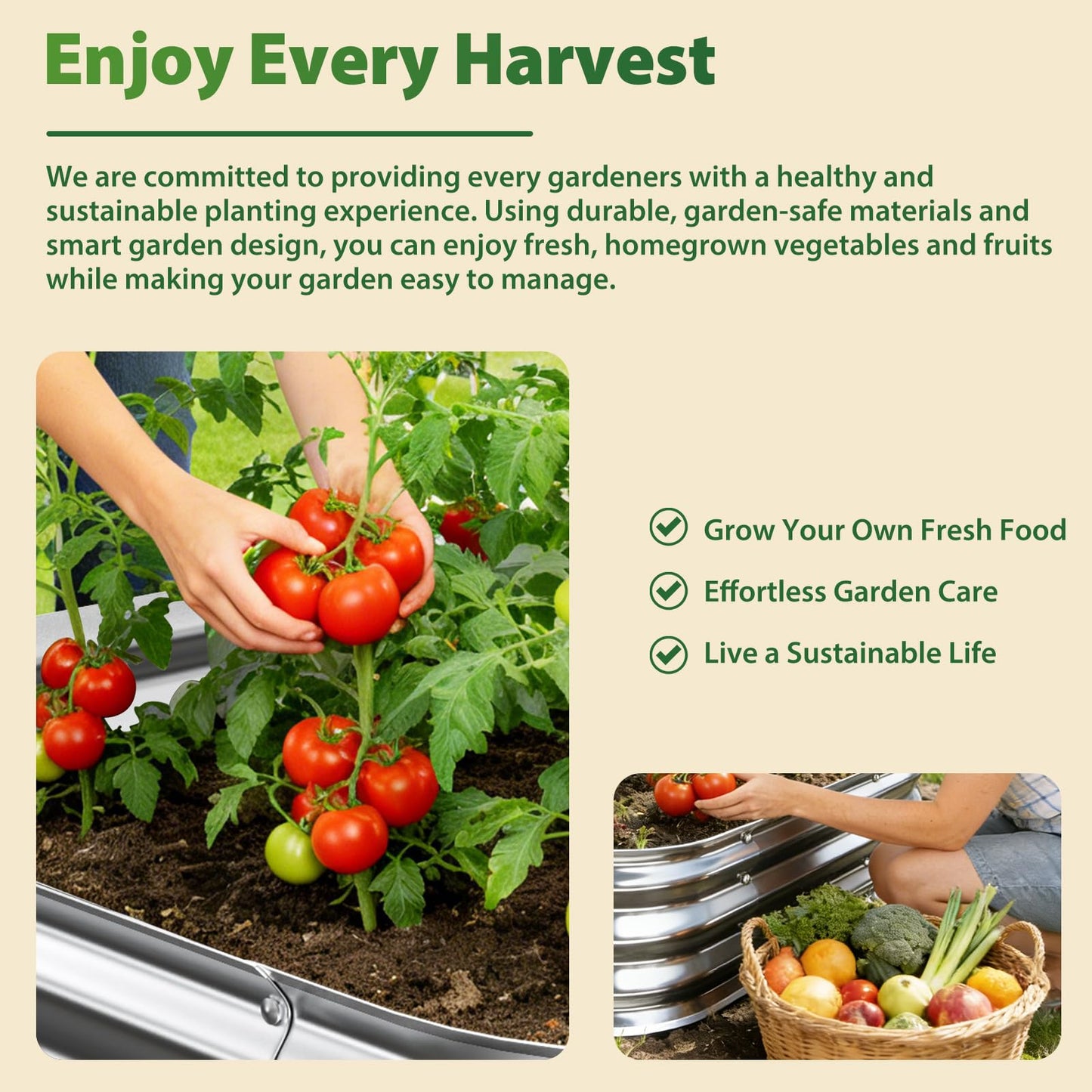 Galvanized Raised Garden Bed, 2x2 ft Heavy Duty Metal Planter Box for Vegetables, Flowers & Herbs, 12" Raised Outdoor Modular Gardening Bed, Above Ground Growing Container, Easy Assembly, Silver
