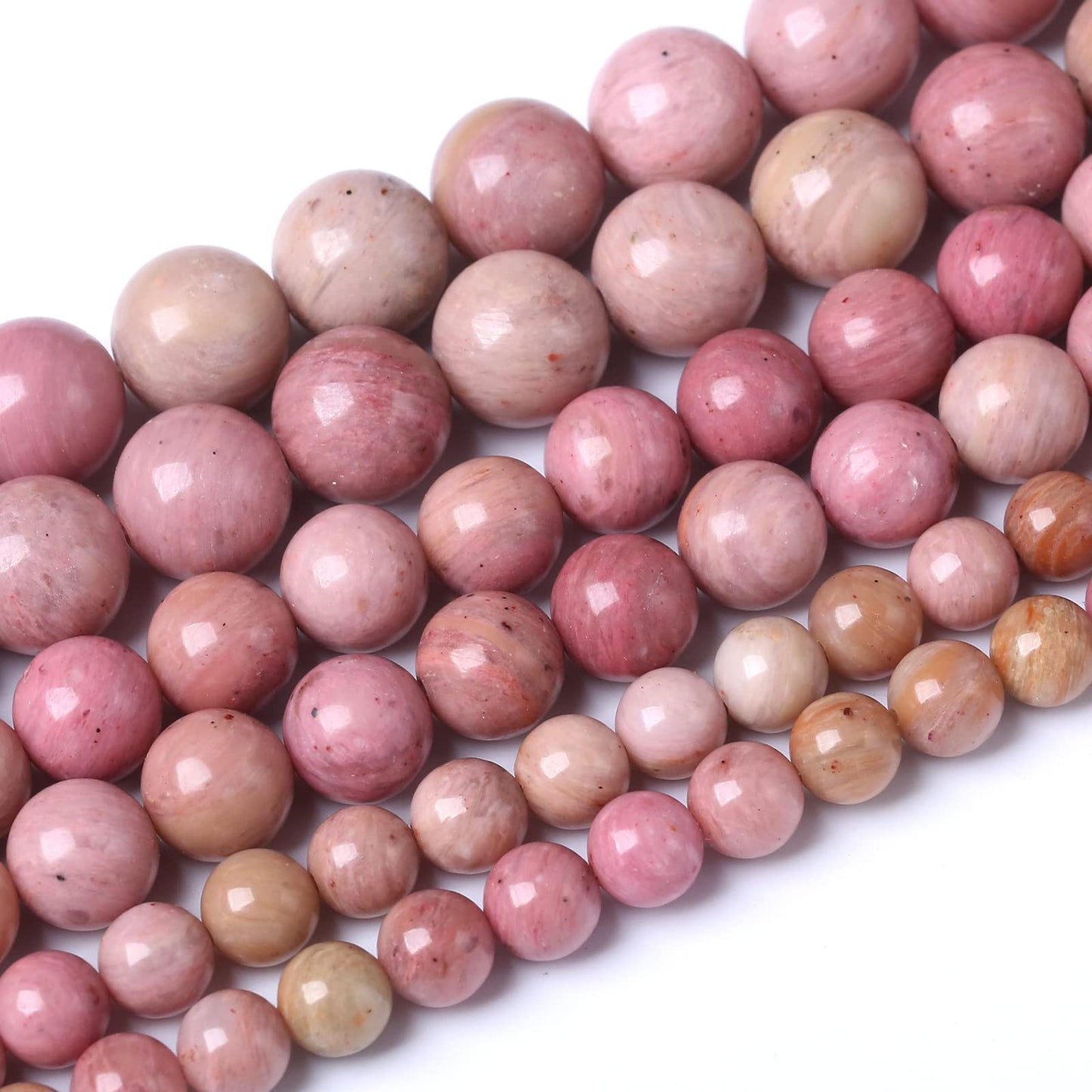 45PCS 8MM Natural Rhodonite Beads Round Loose Stone Beads for Jewelry Making DIY Energy Stone Healing Power Bracelet 15"
