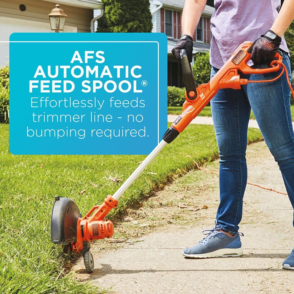 BLACK+DECKER Weed Wacker with Auto Feed, 14-Inch 2 in 1 String Trimmer Lawn Edger, Powerful 6.5-Amp Lightweight Electric Weed Eater (BESTA510)