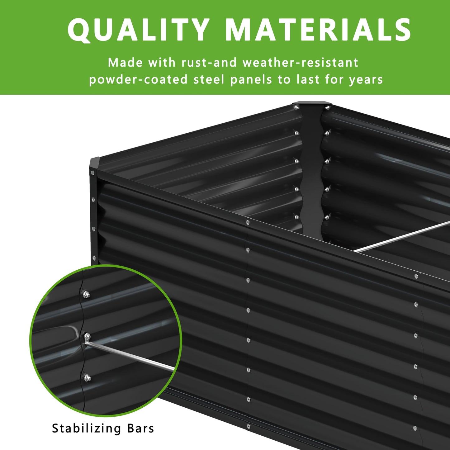 Nedenyou 2PCS 6x2x1FT Galvanized Raised Garden Bed,Planter Raised Beds-Metal Garden Box,Large Plant for Outdoor Planting, Vegetables Bed，Flower,herb-Black