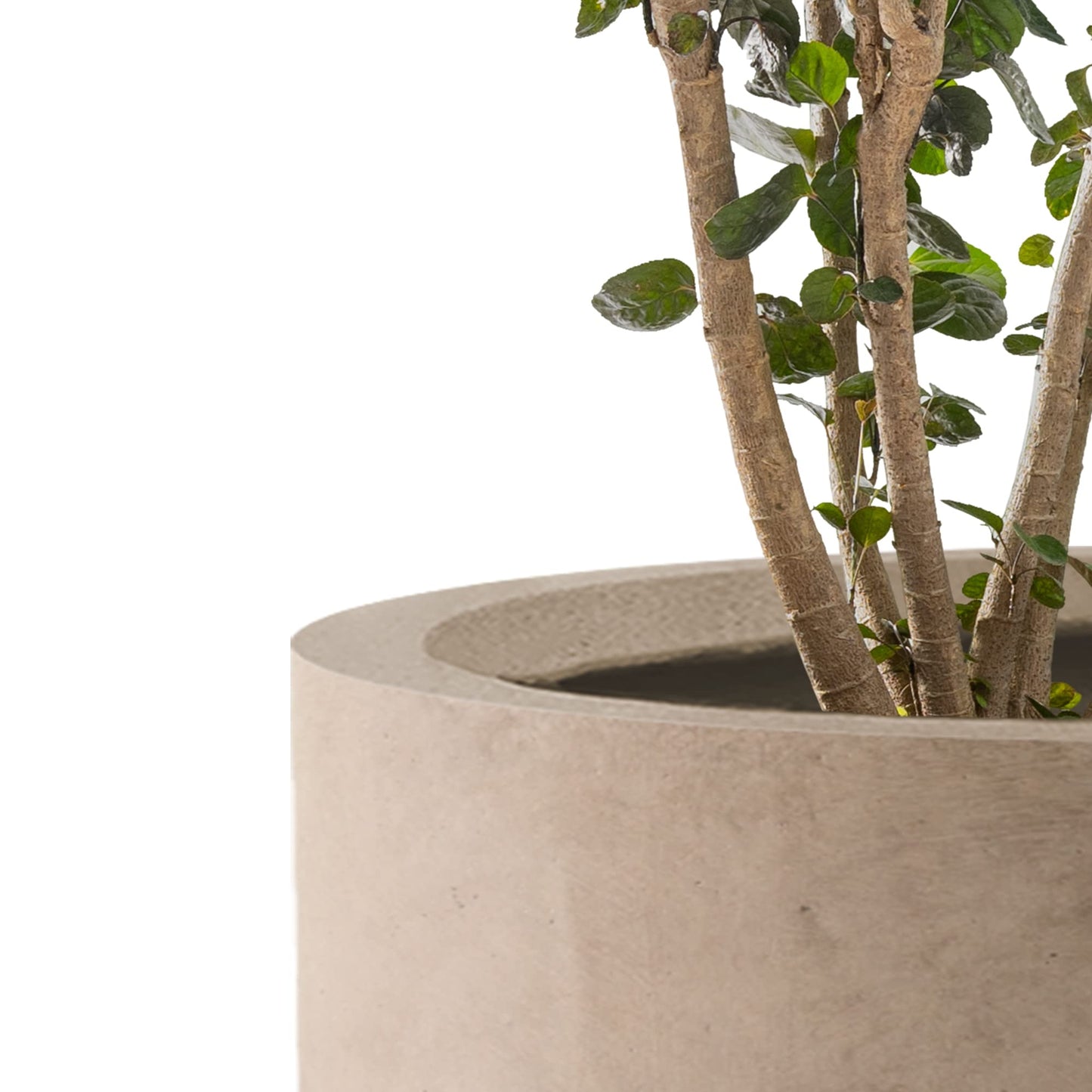 Kante 9.8",12.6",15.7" Dia Round Concrete Planter Set of 3, Modern Style Large Cylindrical Plant Pot with Drainage Hole and Rubber Plug for Indoor Outdoor Patio, Weathered Concrete