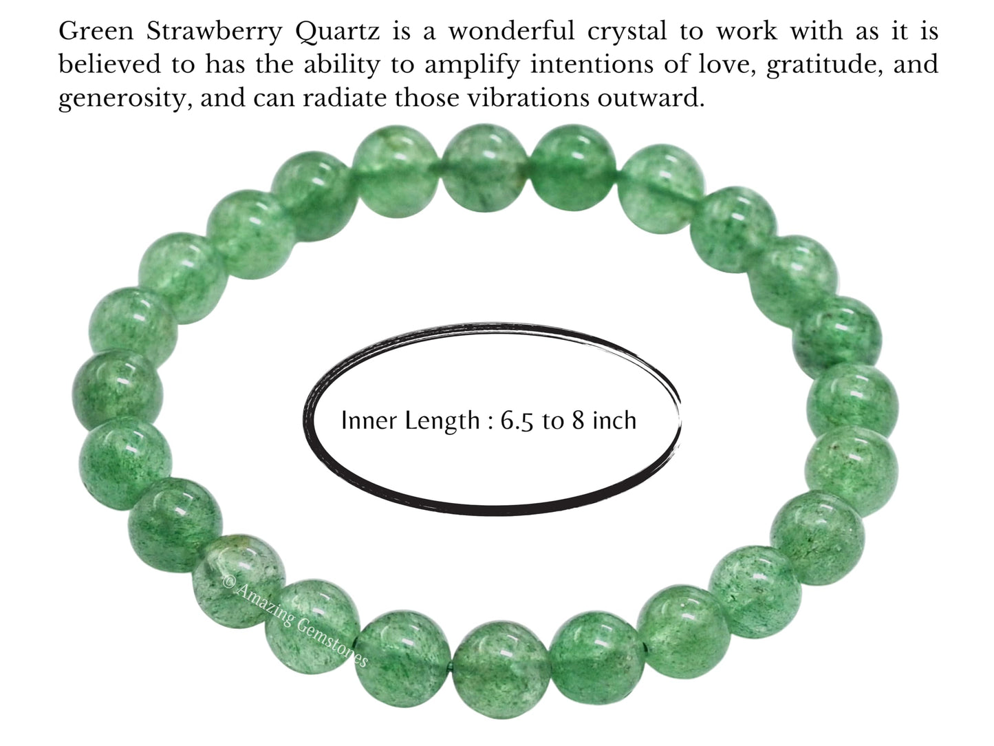 Amazing Gemstone Crystal Bracelet for Women Men's Gifts - Protection Healing Crystal Bracelet - 8mm Gemstone Beaded Stretchable Bracelet Pulseras Para Hombres Mujer Stocking Stuffers Mothers Day Gift (Green Strawberry Quartz)