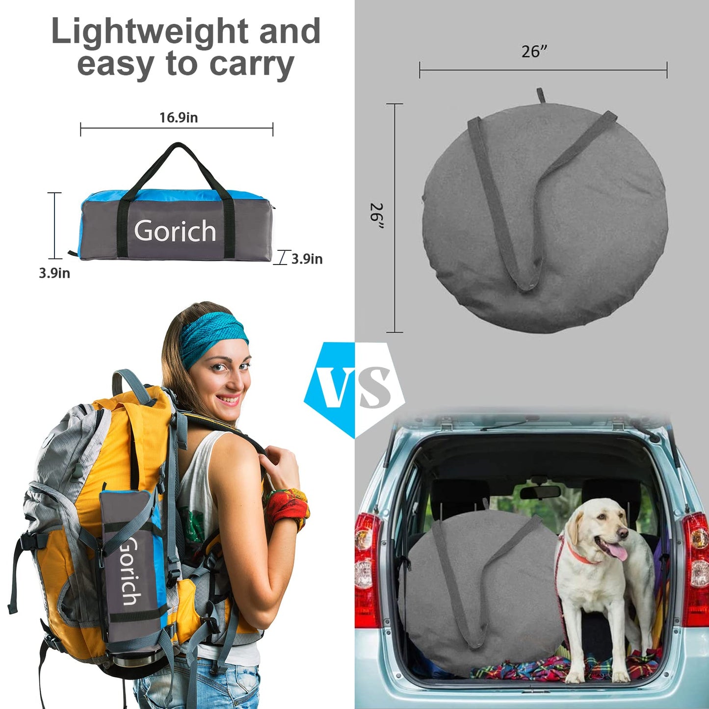 Gorich Beach Tent Sun Shelter for 3/4/6/8/10 Person with UPF 50＋ UV Protection, Lightweight & Easy Setup Beach Shade Canopy, Portable Beach Shade Tent Beach Cabana