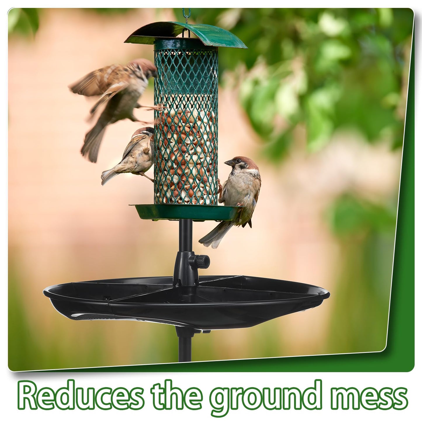 Geelin 21'' Plastic Bird Seed Catcher Tray for 1'' Outdoor Pole Feeders, Removable Bird Seed Catcher Tray for Hummingbird Bee Feeders Outdoors, Backyard, Garden, Not Included Pole