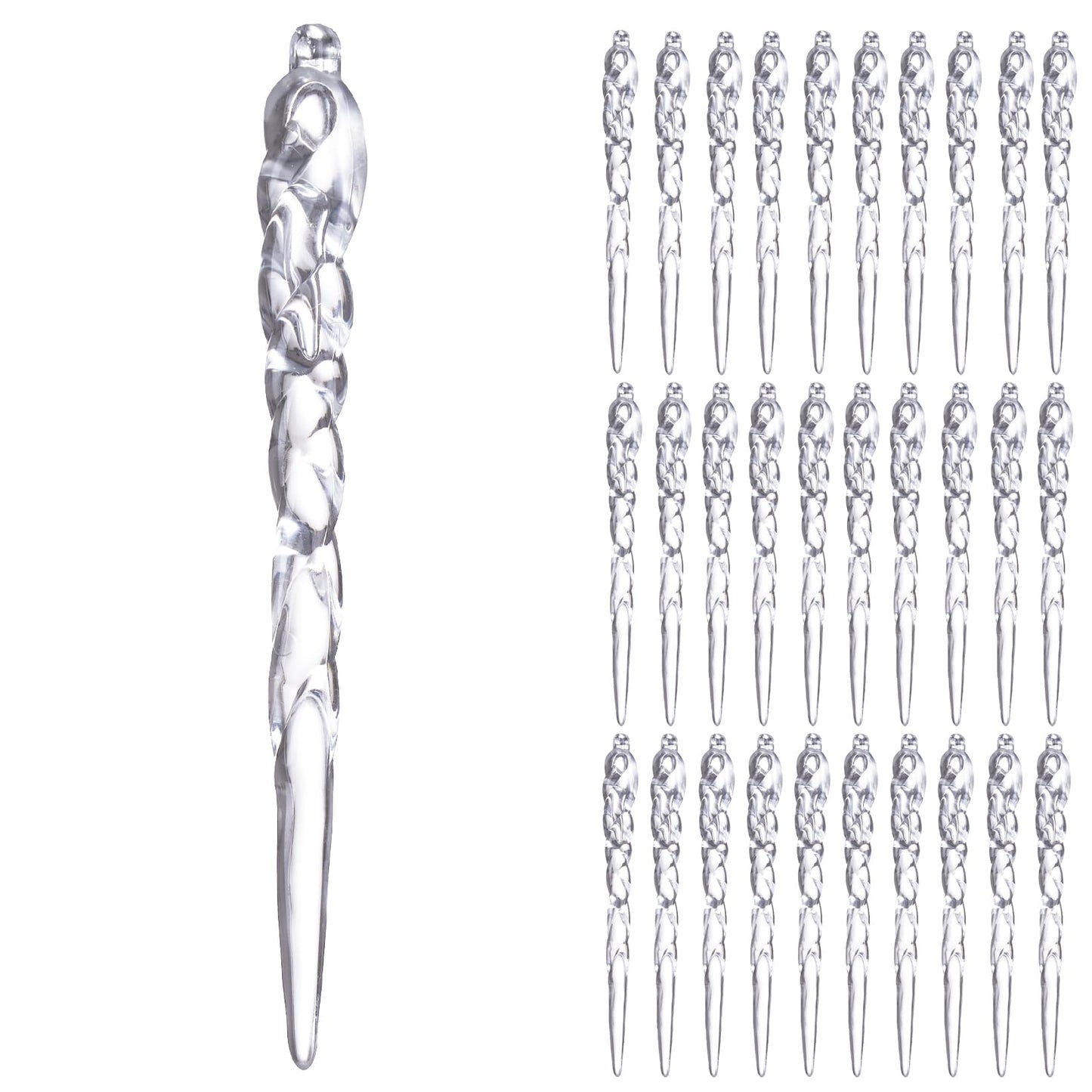 Diahom Christmas Icicle Hanging Ornaments 30pcs 5 Inches Acrylic Xmas Tree Garland Crystal Decorations Wall Window Mantel New Year Holiday Wedding Winter Party Home Decor