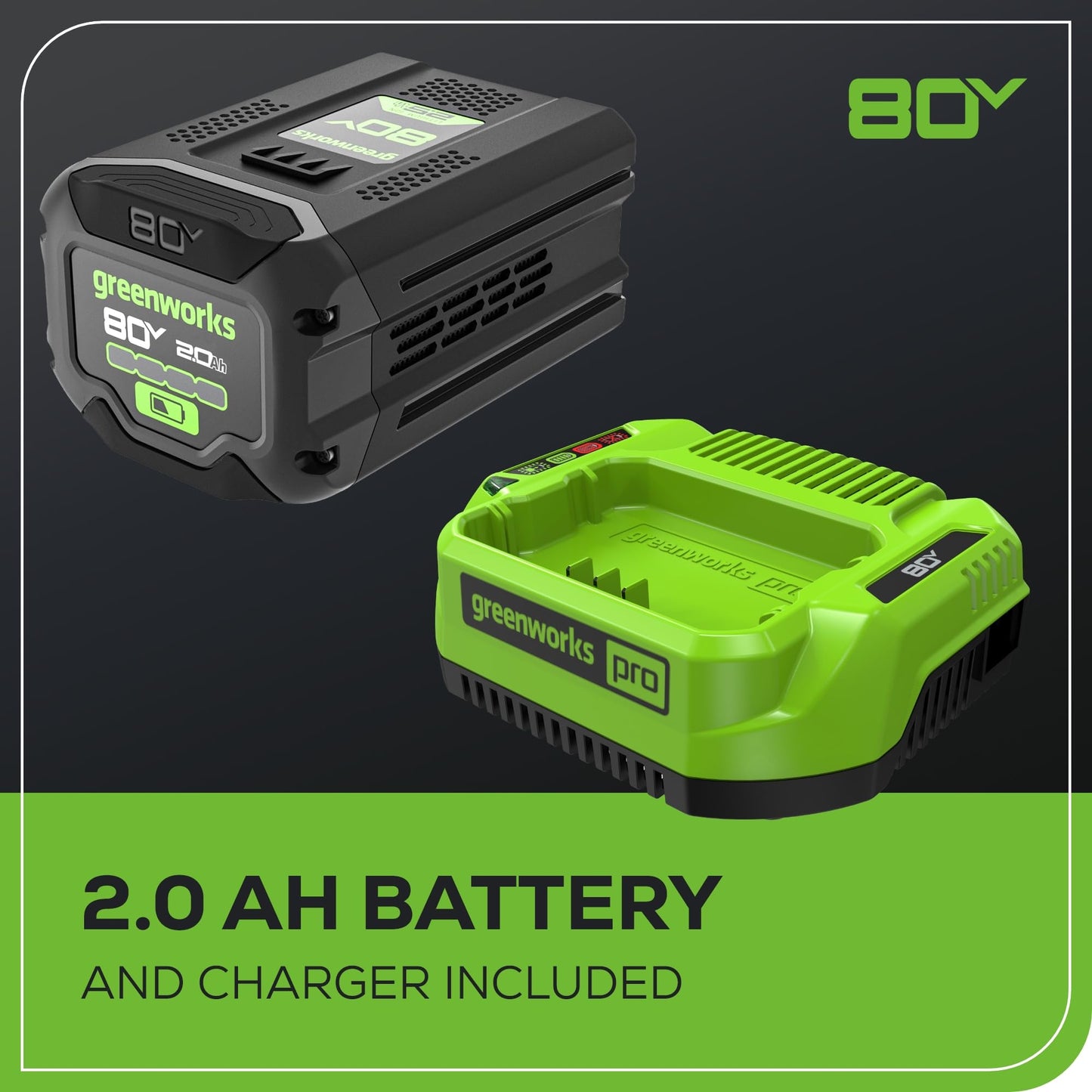 Greenworks 80V 10" Brushless Cordless Polesaw (Great For Pruning and Trimming Branches / 75+ Compatible Tools), 2.0Ah Battery and Charger