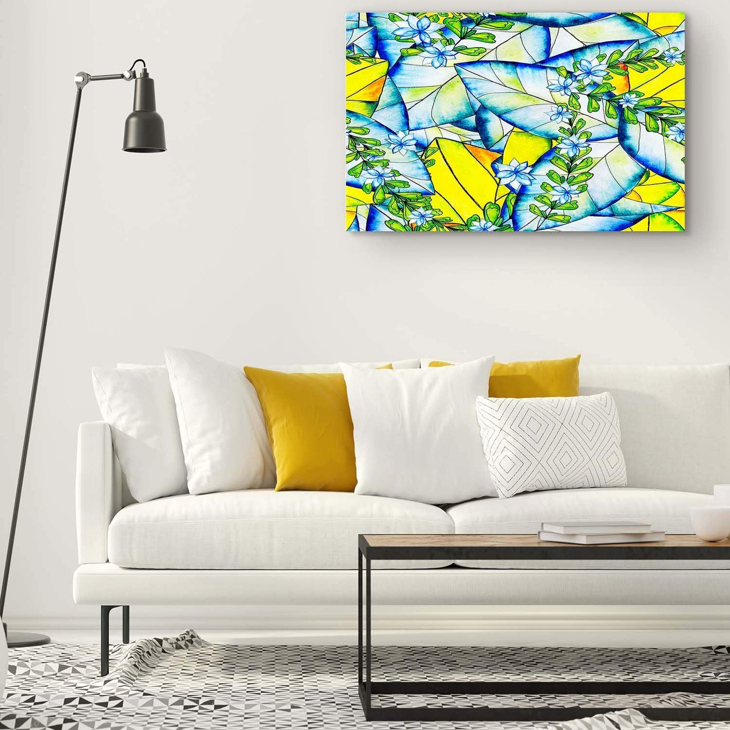 Startonight Acrylic Glass Wall Art - Abstract Stylized Leaves - Glossy Artwork 24" x 36" Home Decor Ready to Hang