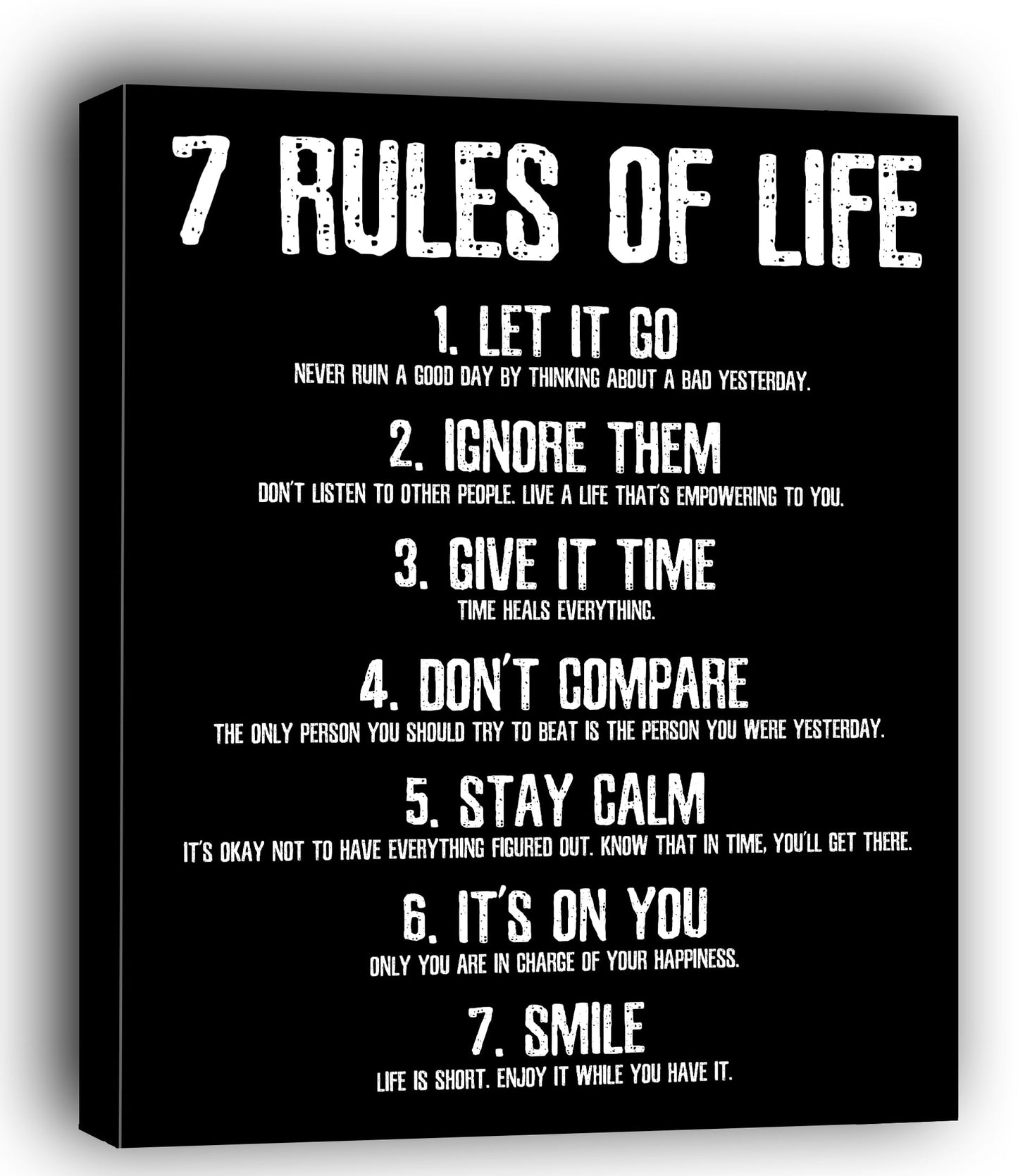 HoneyKICK Motivation Poster 7 Rules Of Life 11 x 14 In Unframed Cardstock, Minimalist Black And White Motivational Wall Art, Inspirational Posters And Motivational Posters For Office, or Home
