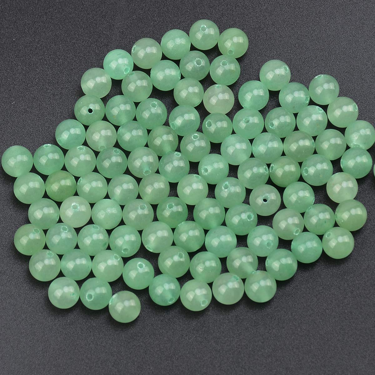 LPBeads 100PCS 8mm Natural Green Aventurine Beads Gemstone Round Loose Beads for Jewelry Making with Crystal Stretch Cord