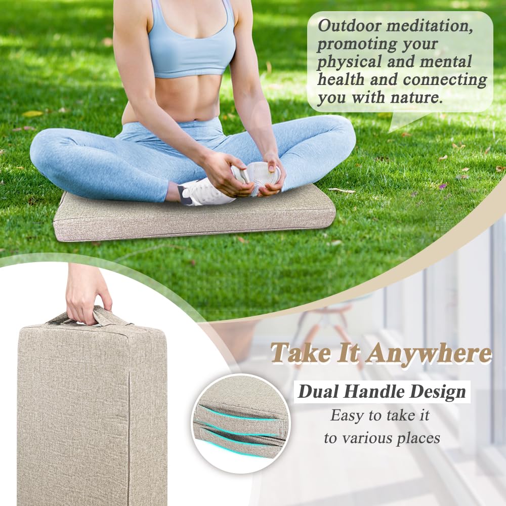 ECISZ Meditation Floor Cushion for Yoga Adults Square Floor Pillows Seating Large Meditation Cushion Yoga Pillows for Sitting on Floor Meditation Pillow Mat Outdoor Rectangle Floor Sitting Cushion
