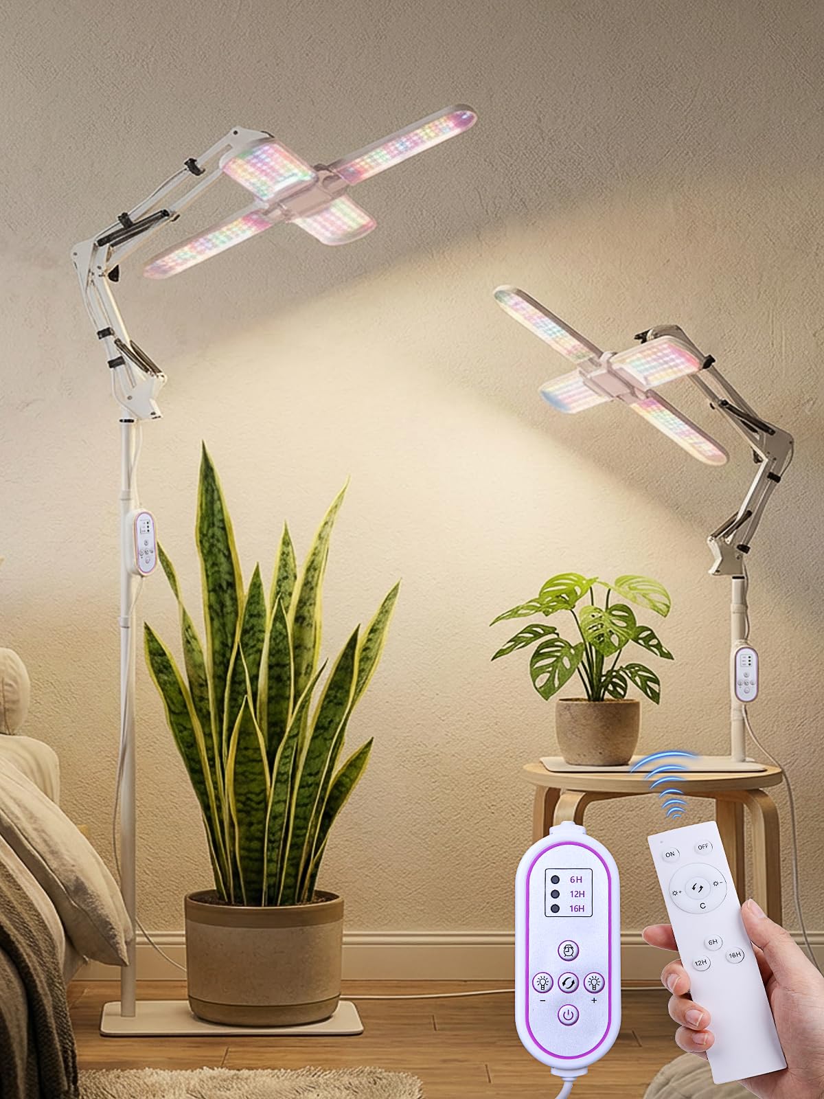 240 LEDs Grow Lights for Indoor Plants with Timer 6/12/16H, Full Spectrum Plant Lights for Indoor Growing 10 Dimmable Level, 24-72" Height Adjustable Tabletop Grow Light Floor Lamp with Remote Control