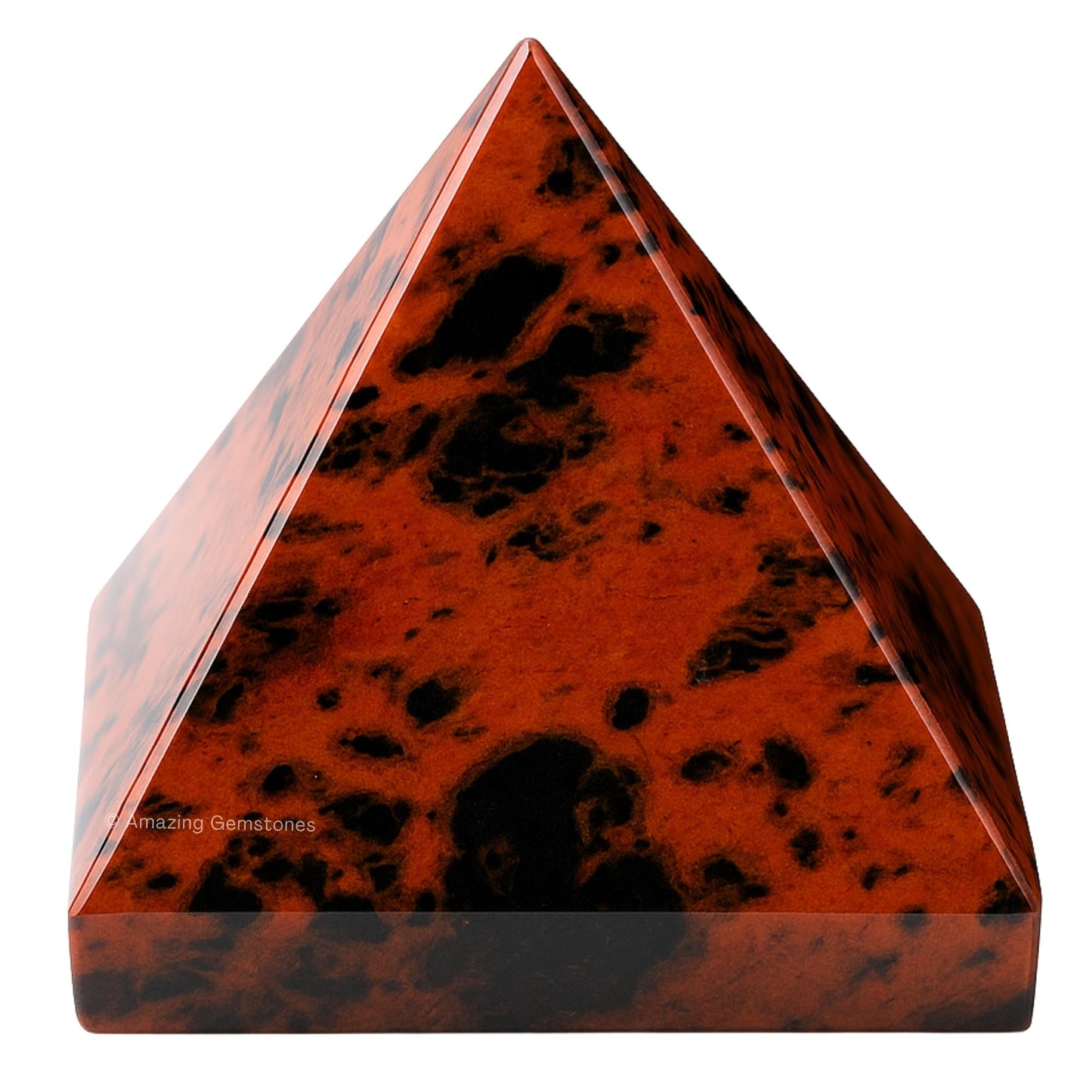 Amazing Gemstone Mahogany Obsidian Pyramid Crystal Healing Stones - 2" Great Pyramid Figurine of Natural Stone Pyramid for Meditation, Reiki, Chakra Balancing and Crystal Pyramids Grid