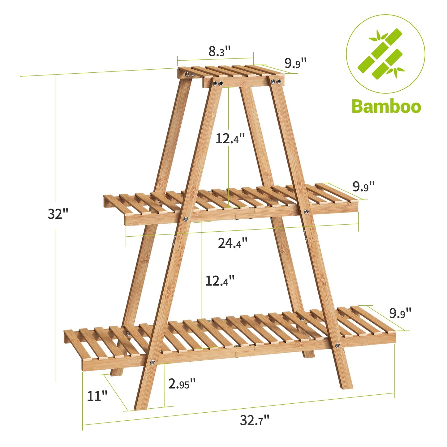 BMOSU Plant Stand Bamboo for Indoor Outdoor Tiered Plant Shelf 8 Potted Flower Holder Ladder Rack Garden Balcony Living Room Patio(3 Tier Natural)