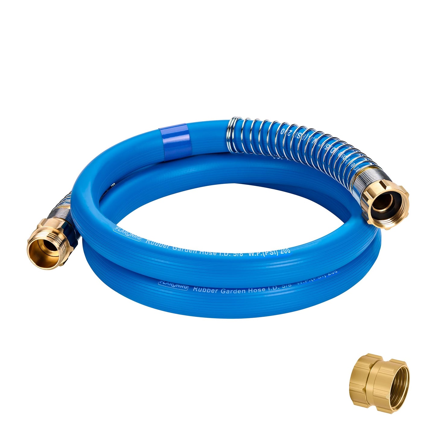 Flaronro 5/8 IN. × 5FT. Heavy Duty Rubber Garden Hose, High Flow 5/8" I.D. Brass Fitting No Memory Durable Heavy Duty Water Hose Leader Hose for Watering, Irrigation, Water Transfer Pump