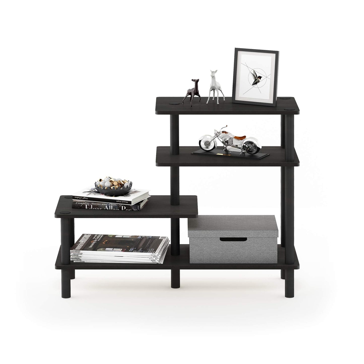 Furinno Ladder Bookcase Display Shelf, 5-Tier, Espresso