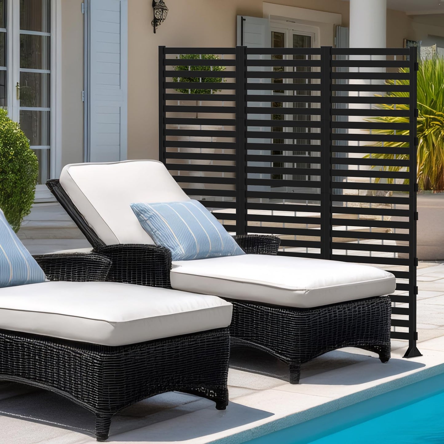 Fence Privacy Screen 12 Pack Plastic Fence Panels Decorative Garden Fence Animal Barrier Air Conditioner Trash Can Pool Equipment Enclosure for Backyard Patio Balcony Black
