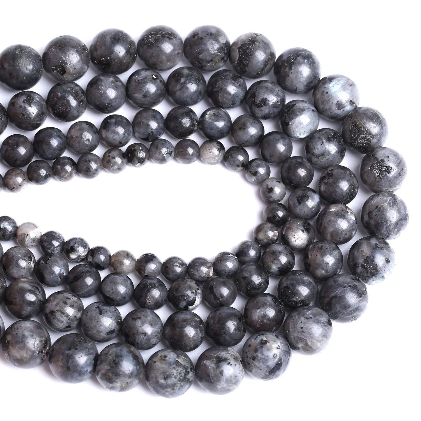 Natural Black Labradorite Stone Beads Round Larvikite Beads for Jewelry Making DIY Bracelet 8mm 45pcs 15" Strand Wholesale (Black Larvikite Labradorite Beads, 8mm)