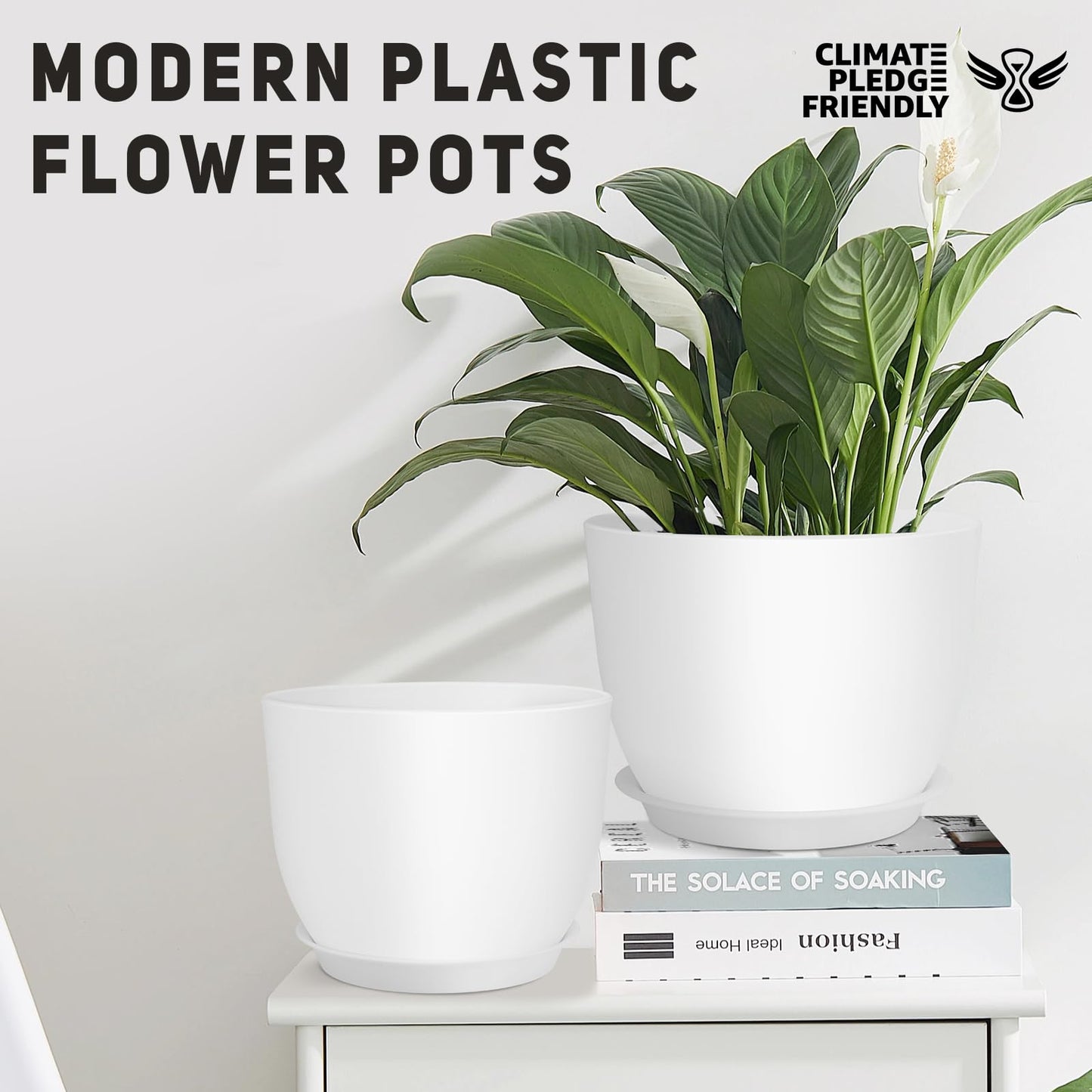 YNNICO Plant Pots 12/10/9 inch Set of 3, Flower Pots with Multi Mesh Drainage Holes, Large Planters for Indoor Outdoor Garden Plants and Flowers. (White)