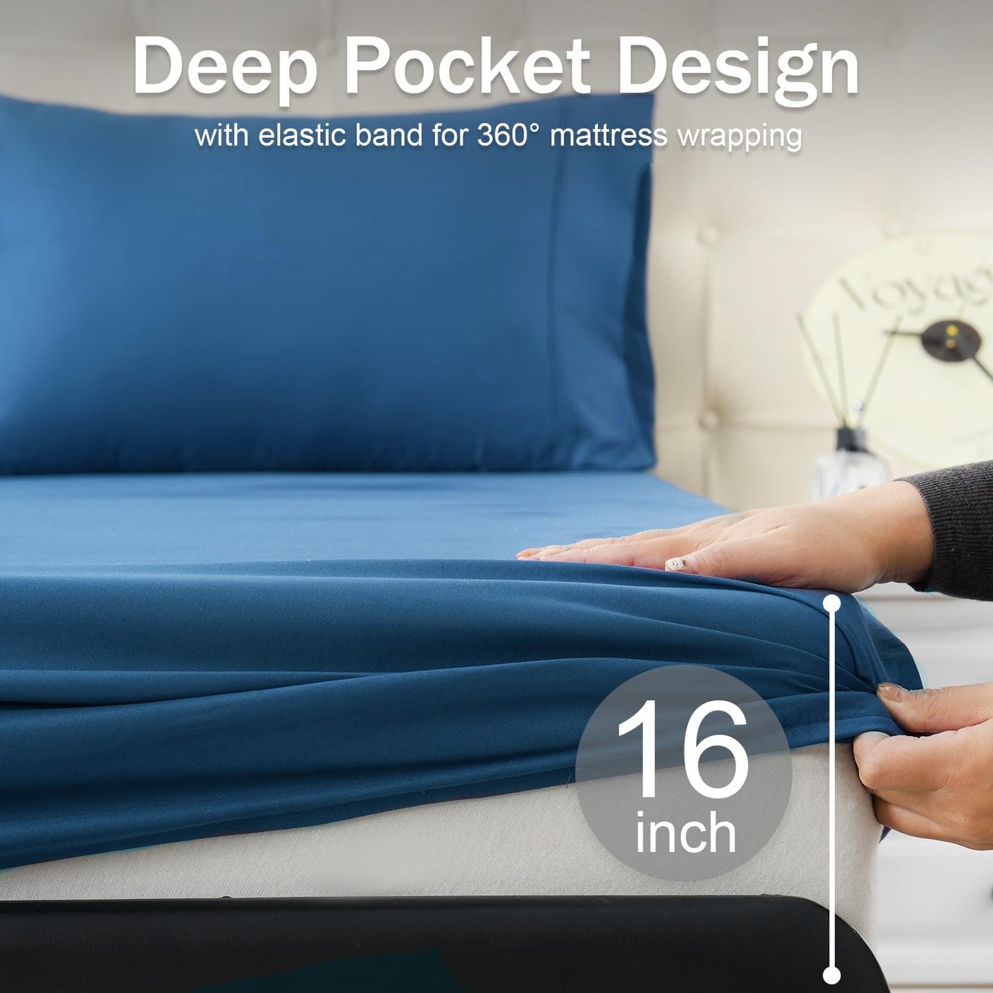 MICORAL Twin Bed Sheets Set, Soft Breathable Bedding Sheet Set, Sheets Set with 16" Deep Pocket Design (3 Pieces, Twin, Royal Blue)