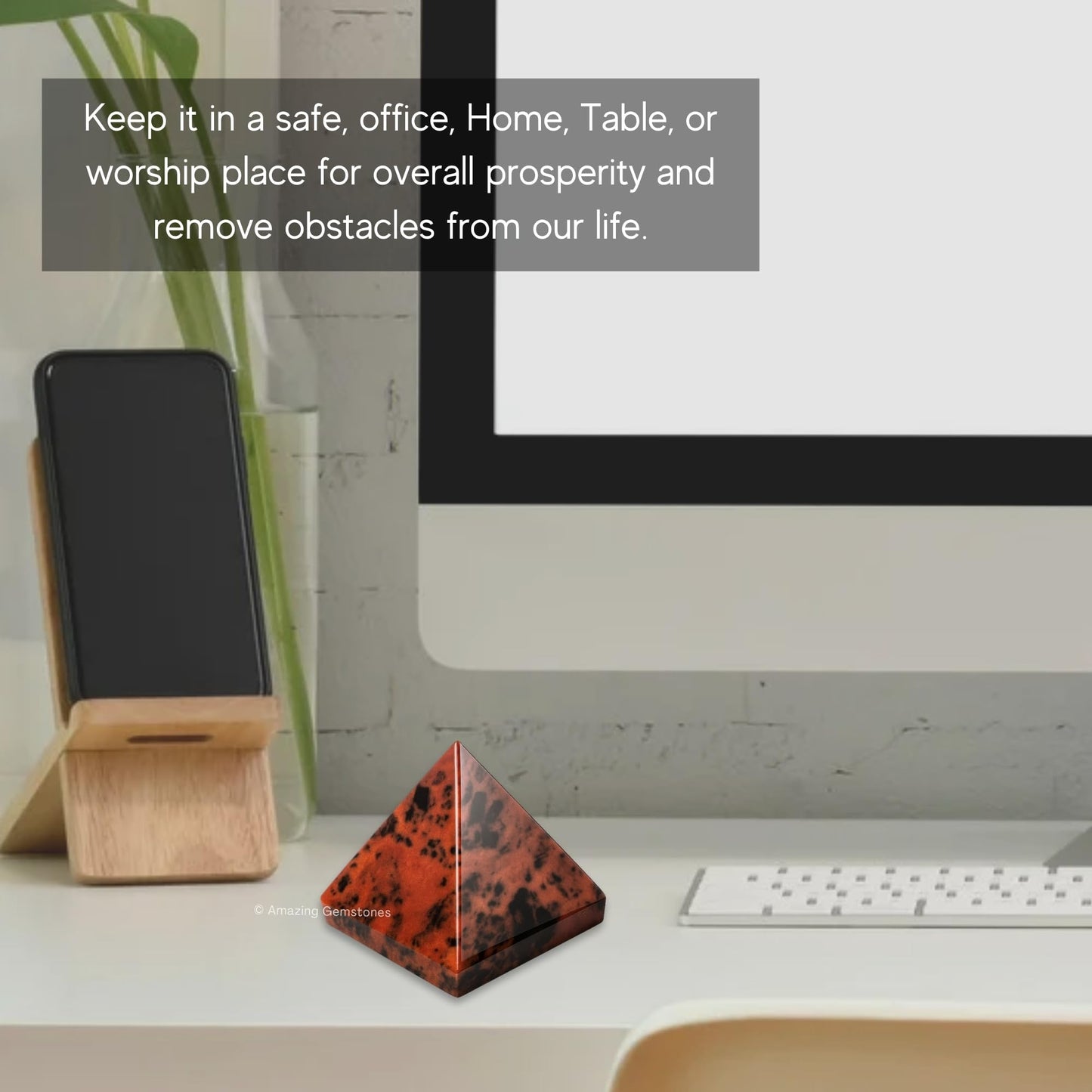 Amazing Gemstone Mahogany Obsidian Pyramid Crystal Healing Stones - 2" Great Pyramid Figurine of Natural Stone Pyramid for Meditation, Reiki, Chakra Balancing and Crystal Pyramids Grid