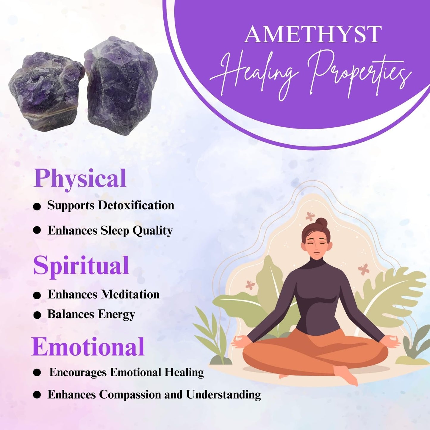 Crystals, Rocks, Jade, Crystals and Healing Stones, Witchcraft Supplies, Healing Crystals, Stones, Healing Stones, Rock Collection, Agate, Raw Stones (Amethyst, 2 Pcs)