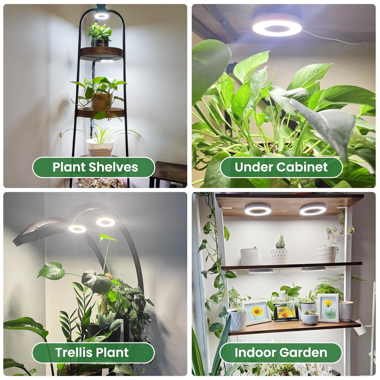 Kullsinss Ceiling Grow Light, 144 LEDs Full Spectrum Plant Lights for Indoor Growing with 6/12/16H Timer, 3 Spectrum Modes, 5 Brightness Levels, 3.5" Under Cabinet Grow Lamp for Small Plants (3-Head)