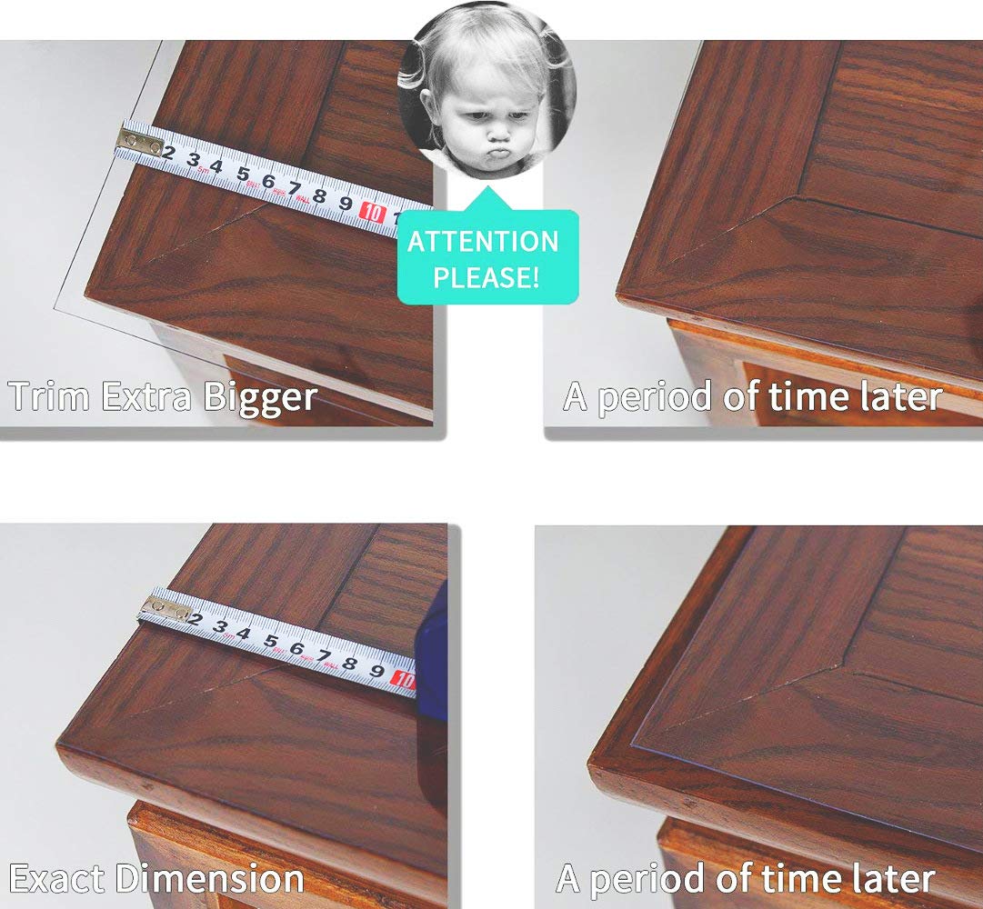 NECAUX 24 x 48 Inch 1.5mm Thick Frosted Table Protector, Rectangular Durable Oil Proof Water Resistant Crystal Soft Tabletop Cover Protector Plastic Pad for Dinning Room Coffee Writing Table
