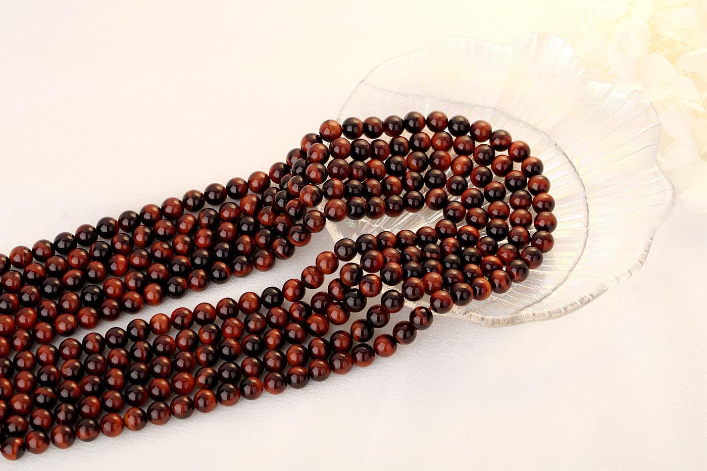 QINJIEJIE 60PCS Red Tiger Eye Beads 8mm Stone Beads Round Loose Gemstone Bead for Bracelet Beading Crystal Jewelry Making DIY Necklace Earrings 0.32"