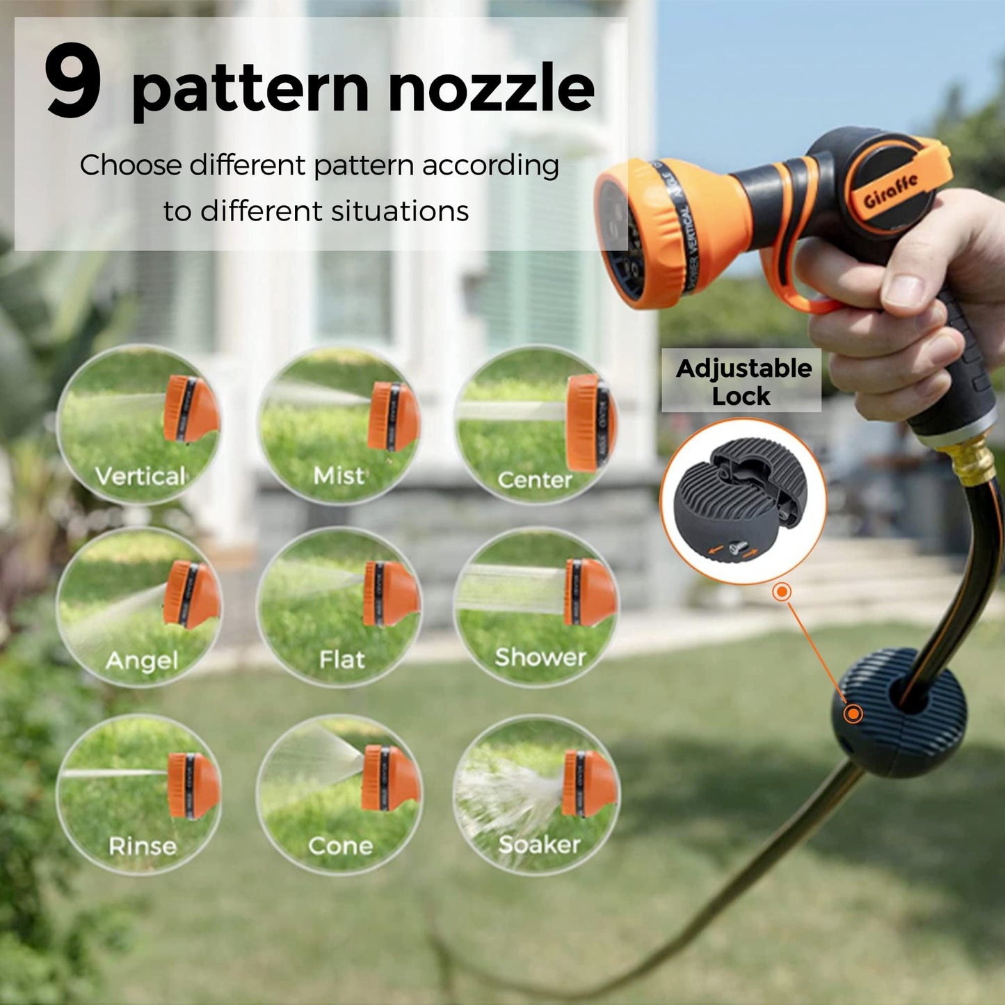 Giraffe Tools Retractable Garden Hose Reel 1/2 Inch x 100 ft, Super Heavy Duty, Any Length Lock, Slow Return System, Wall Mounted and 180 Deg Swivel Metal Bracket