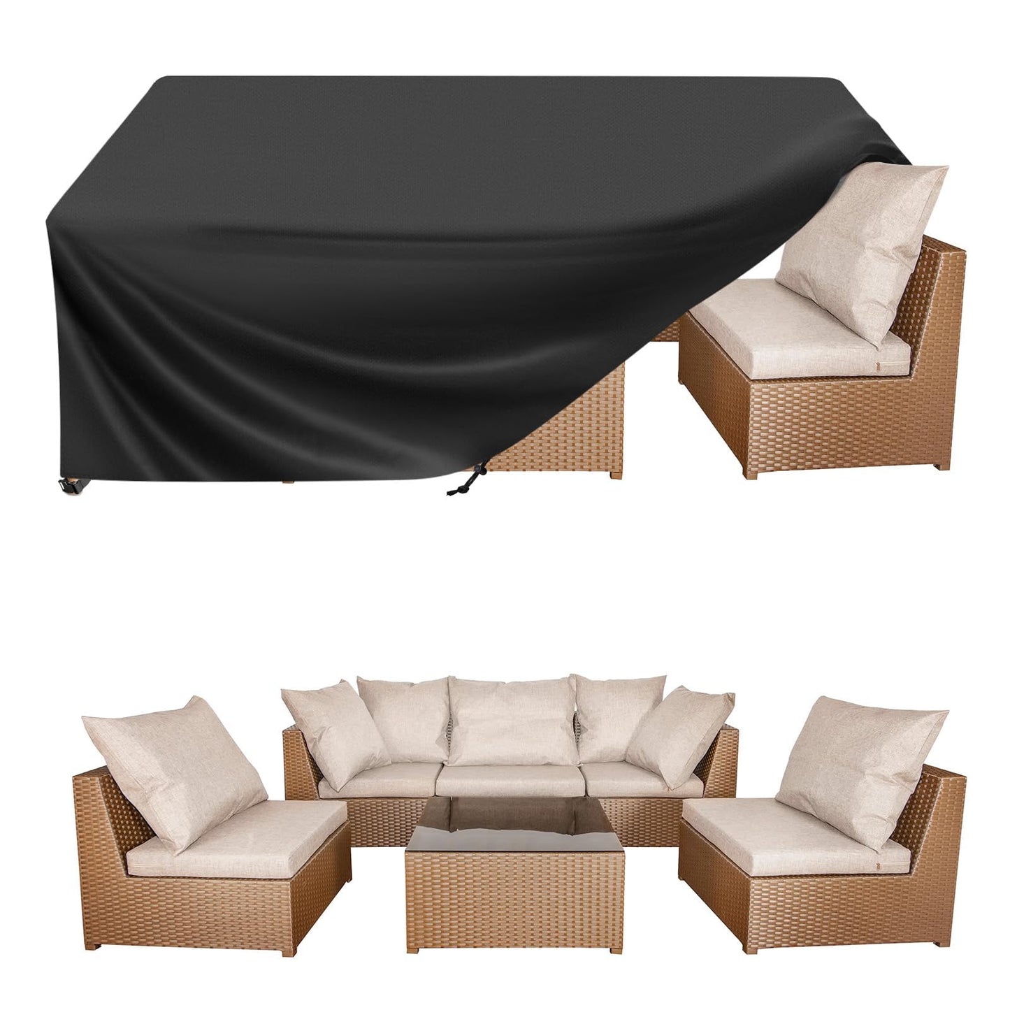 BALEINE Patio Furniture Covers, Outdoor Furniture Covers Waterproof, Heavy Duty Oxford Patio Table Cover for Outdoor Table, Chair, Sofa, Desk (Black, 108"L x 82"W x 28"H)